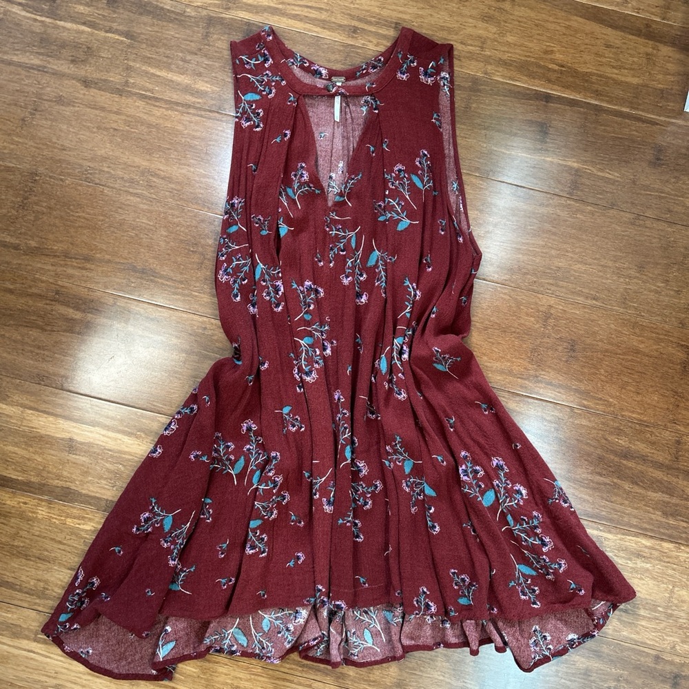 Free People Burgundy Floral Mini Dress